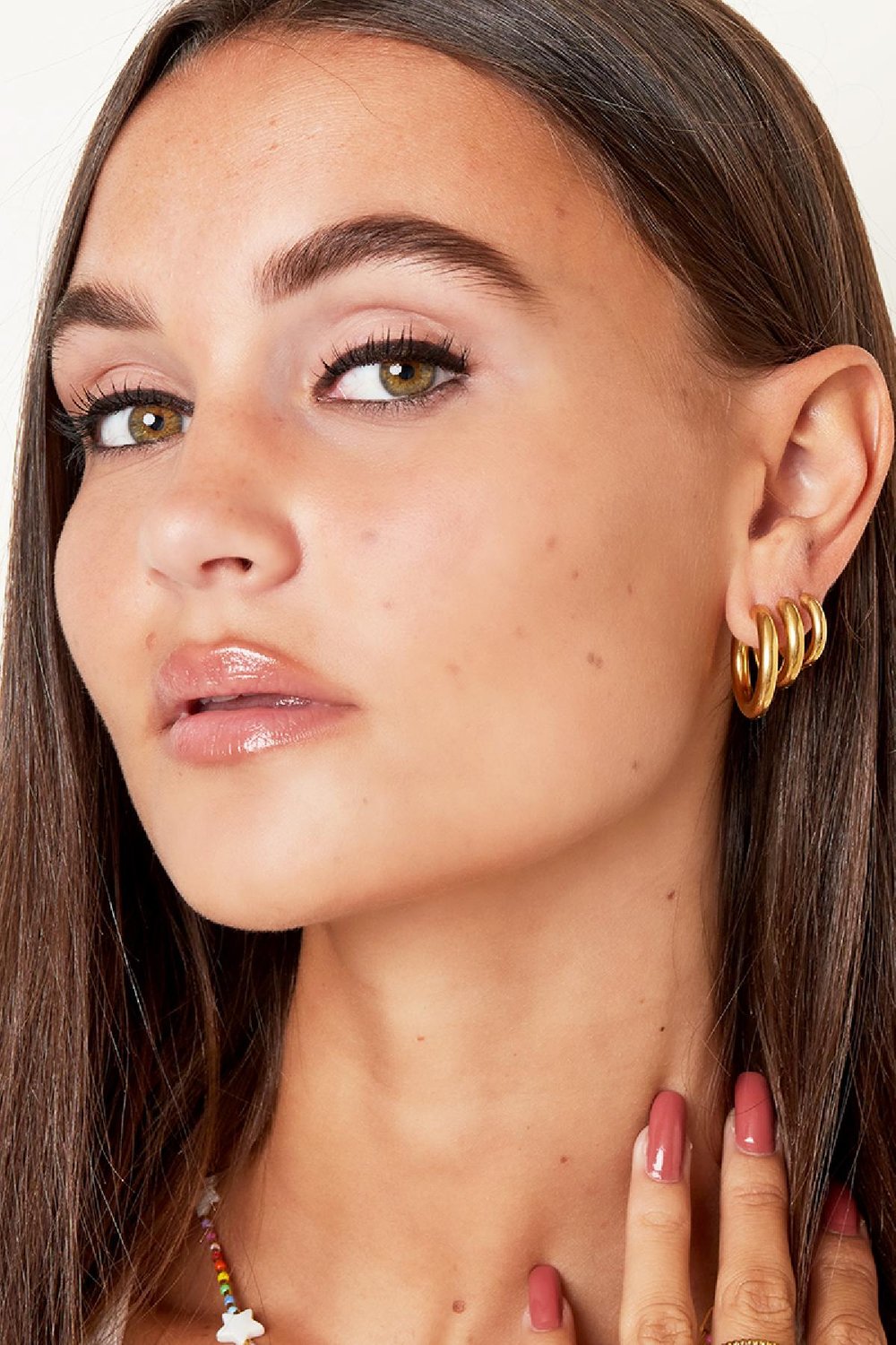 Basic creoles earrings - medium Gold Color Stainless Steel h5Picture2